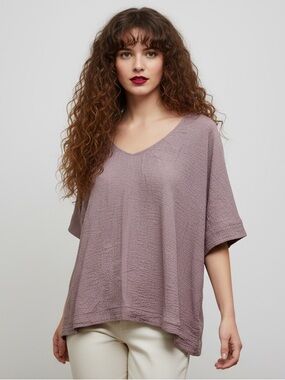 Flawless Gauzy Lavender Slouchy Relaxed Fit Blouse - Size L